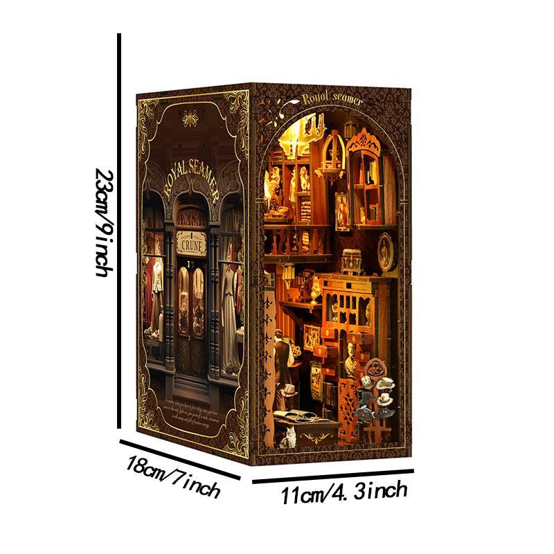 Vintage Royal Tailor Shop Design DIY Wooden Book Nook Kit, 1 Set DIY Miniature House Kit, 3D Puzzle Desktop Ornament for Adults & Teens, Stocking Fillers Gift