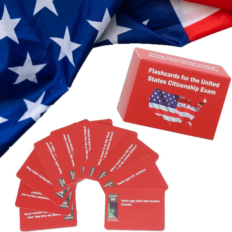 US Citizenship Flash Cards 2024, Naturalization Test Study American Civics 100 USCIS Questions and Answers Flashcards(1 Set), Medium