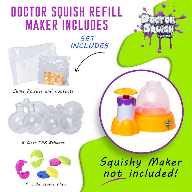 Doctor Squish Glow in The Dark Squishy Pack Refills - DIY Squishy Making Kit - Create Your Own Squishies with Neon Glow Effects