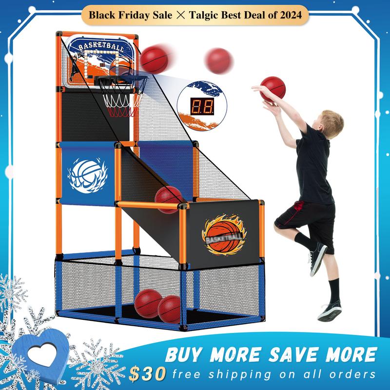 Talgic Arcade Basketball Game Set with 4 Balls and Hoop for Kids 3-12 Years Old, Basketball Hoop Indoor Outdoor, Carnival Games for Kids, Air Pump and Balls Storage Bag Included, Back to School Gifts