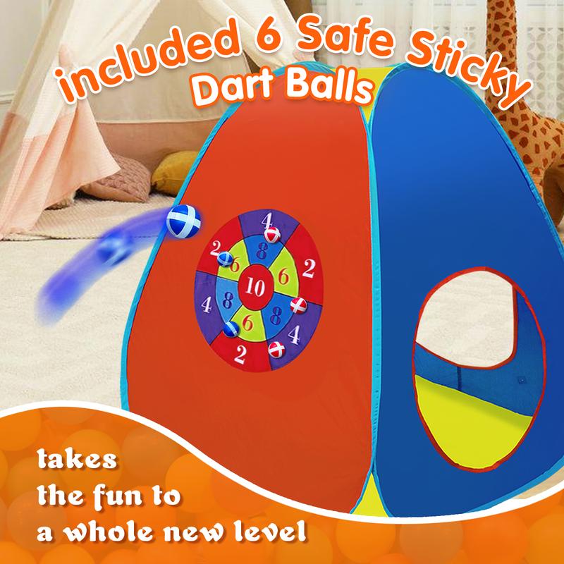 TALGIC 5pc Ball Pit, Play Tent and Tunnels for Kids, 1 Ball Pit, 2 Tents, 2 Crawl Tunnels, 2 Ball Hoop, Gift Target Game with 6 Dart Balls, Indoor & Outdoor Playhouse Bundle with Bag