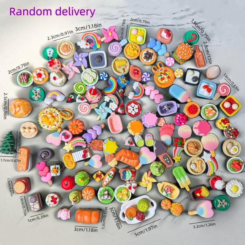 Random Style Cute Food Design Resin Toy (10pcs set), Miniature Food Design Resin Toy, DIY Miniature Food Design Resin Toy