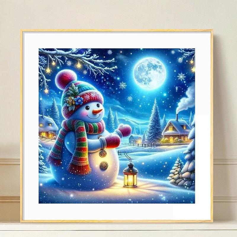 Snowman Pattern DIY Diamond Arts Colorful Painting Kit without Frame, DIY 5D Diamond Decor Painting for Bedroom Home Wall Decor