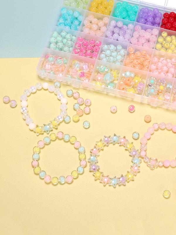 1 Box DIY Beads Bracelet Making Kit, Colorful Beads For Jewelry Making, DIY Fashion Accessories For Girls & Women