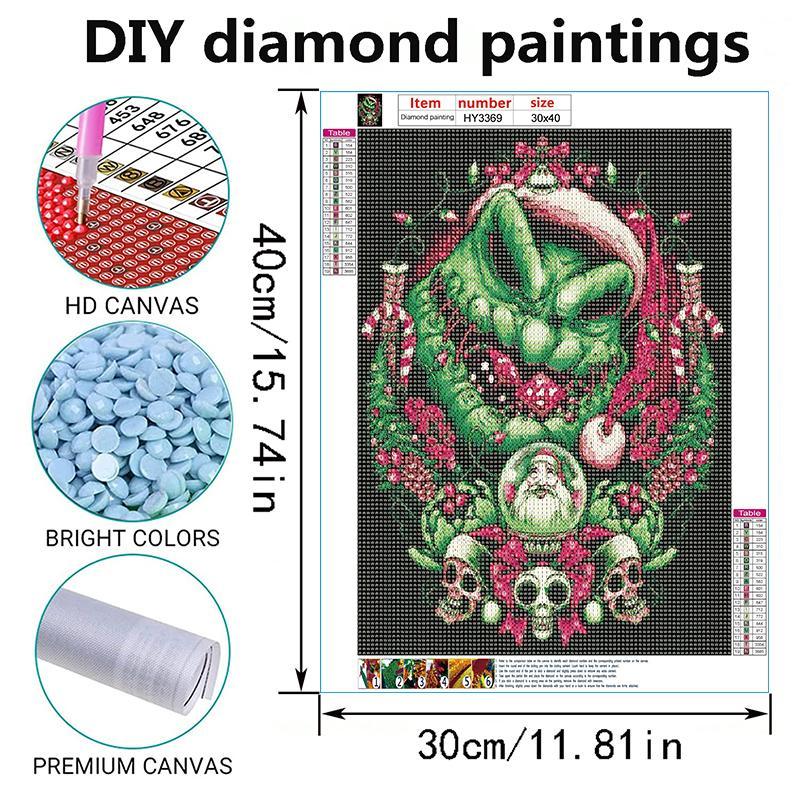 DIY Diamond Arts Painting without Frame, Green Creature Pattern DIY Painting, Handmade Craft Wall Art Decoration for Beginners