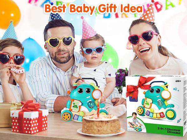 Moosia Baby Toys 6-12 Months Dinosaur Piano Music Light Up Toys for 1 Year Old Boys Girls Infant Toys for 7 8 9 10 12 18 Months Interactive Piano Keyboard Toys Baby Christmas 1st Birthday Gifts