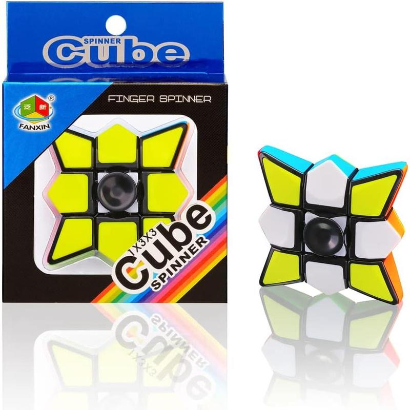 TANCH Magic Spinner Cube 2 in 1 Stickerless Brain Teasers Magic Puzzle Spinning Top Cube Rotatable Stress Relief 1X3X3 Finger Speed Cube Floppy Anti-Anxiety Fidget Toys Game for Kids Adults