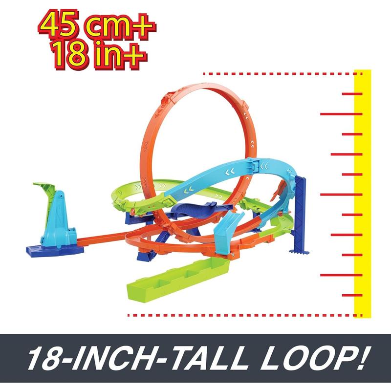 Hot Wheels Toy Car Track Set, Action Loop Cyclone Challenge Playset & 1:64 Scale Vehicle, 2 Ways to Play, Easy Storage