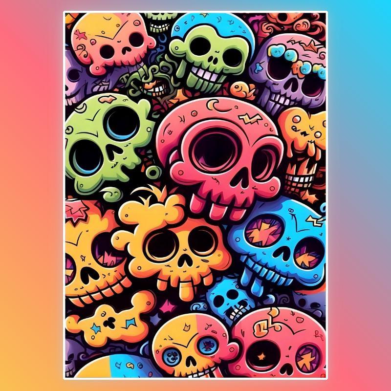 Skull Pattern DIY Diamond Arts Colorful Painting Kit without Frame, 5D Diamond Decor Painting by Numbers Kit, DIY Wall Art Decor