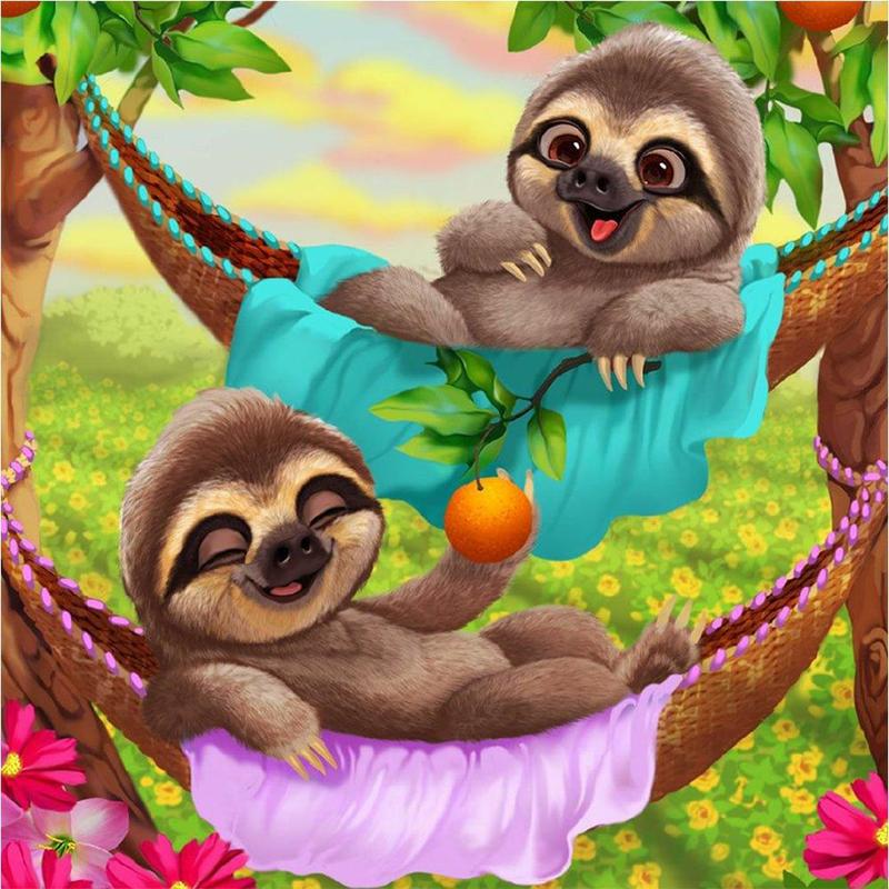 Cute Sloth Pattern DIY Diamond Arts Colorful Painting without Frame, DIY 5D Diamond Arts Colorful Painting Kit, Wall Art Decor