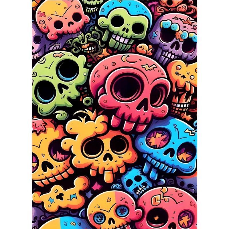 Skull Pattern DIY Diamond Arts Colorful Painting Kit without Frame, 5D Diamond Decor Painting by Numbers Kit, DIY Wall Art Decor