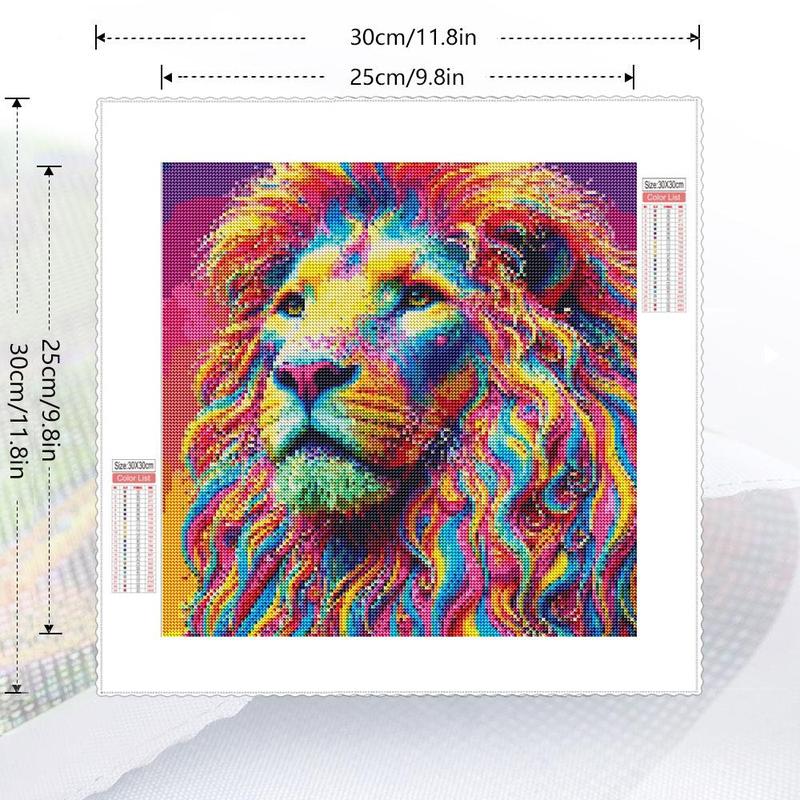 Lion Pattern Diamond Art Painting Kit without Frame, 5D Diamond Decorative Art Crafts Kit, DIY Wall Art Decoration for Living Room Bedroom