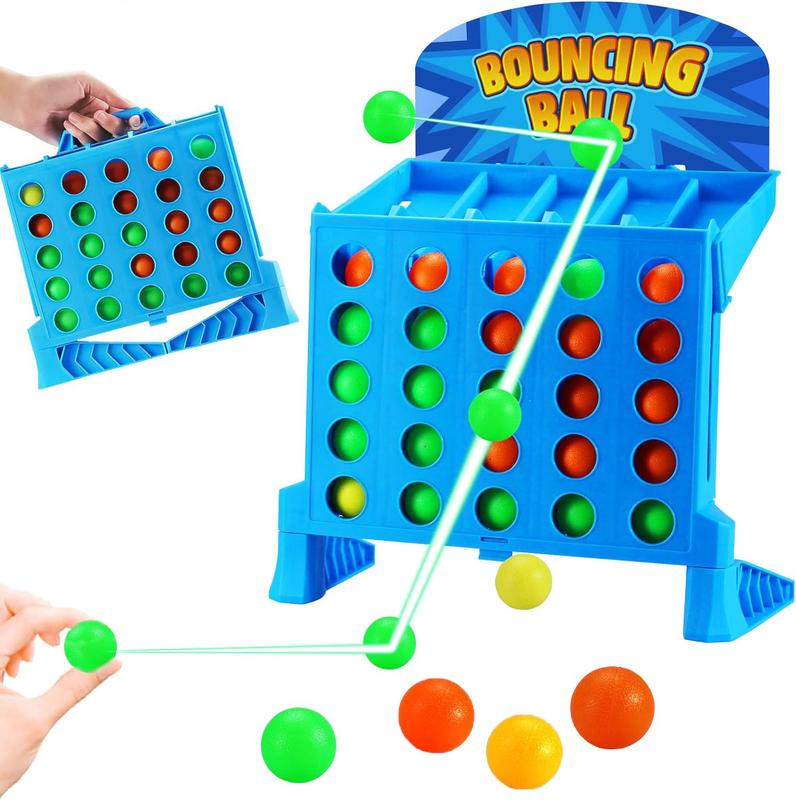 Connect 4, Connect 4 Game, Bounce Off Party Game Jumping Ball Tabletop Game, 4 In A Row Parent-Child Interaction Board Game Educational Toy For Family Travel Outdoor