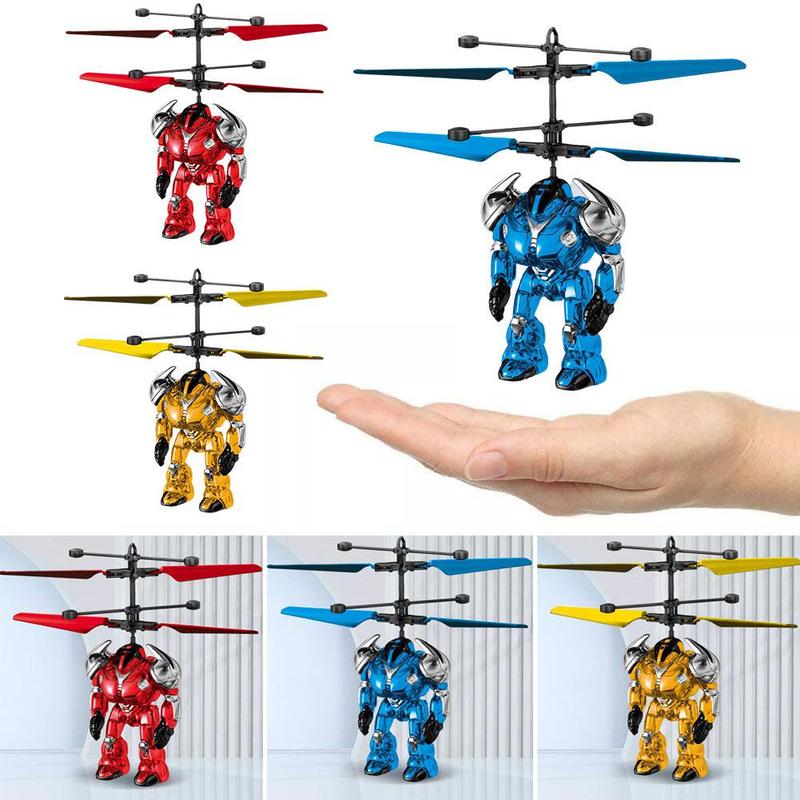 Mecha Small Head Induction Aircraft Mecha Warrior Induction Robot Aircraft Gesture Induction Flying  Toys Boys girls