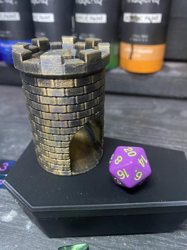 NerdHub Miniature Dice Tower for Tabletop Role Playing Games - Efficient Dice Rolling, Compact Size, Fantasy & Sci-Fi Themed Design