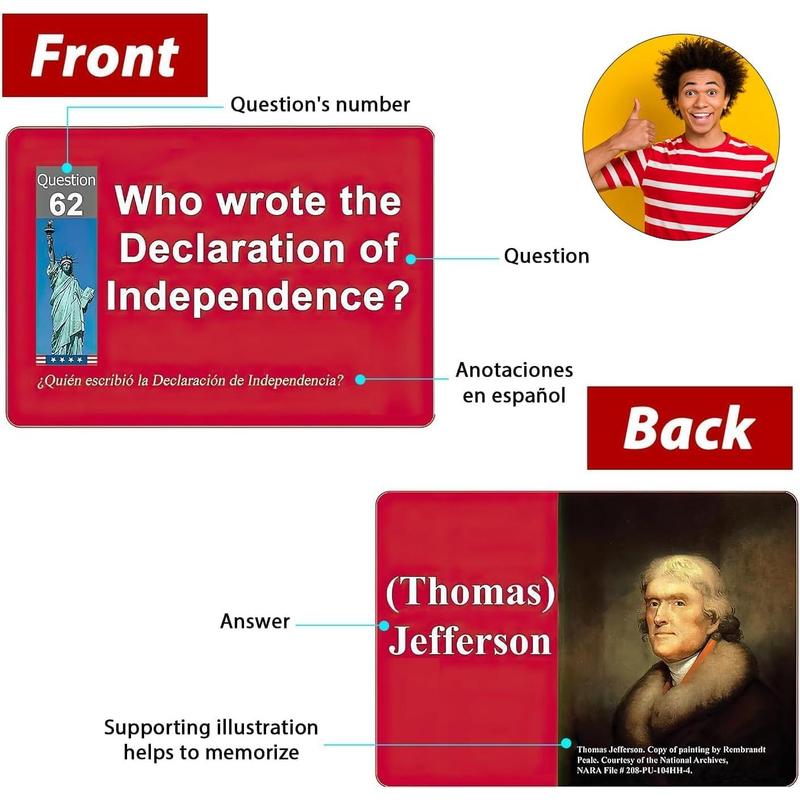 US Citizenship Flash Cards 2024, Naturalization Test Study American Civics 100 USCIS Questions and Answers Flashcards(1 Set), Medium