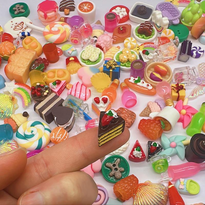 Random Style Cute Food Design Resin Toy (10pcs set), Miniature Food Design Resin Toy, DIY Miniature Food Design Resin Toy