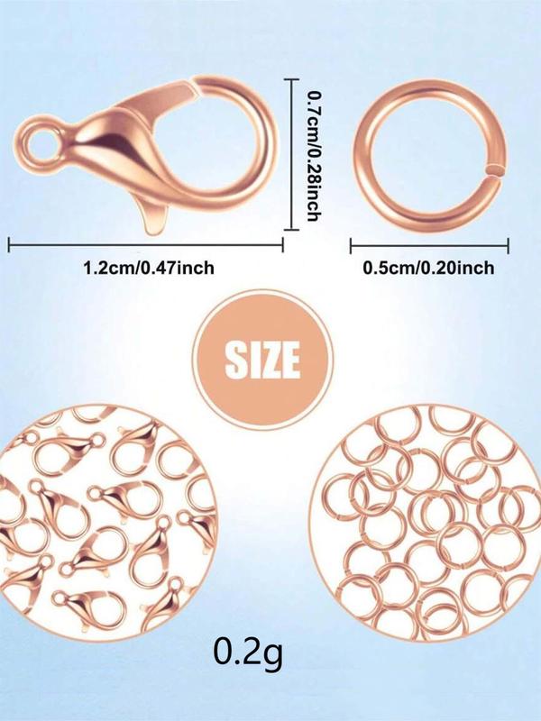 Simple Plain Color Alloy Open Ring & Lobster Buckle (1 Box), Diy Jewelry Making Accessories, Jewelry Making Supplies for Keychain Bracelet Necklace