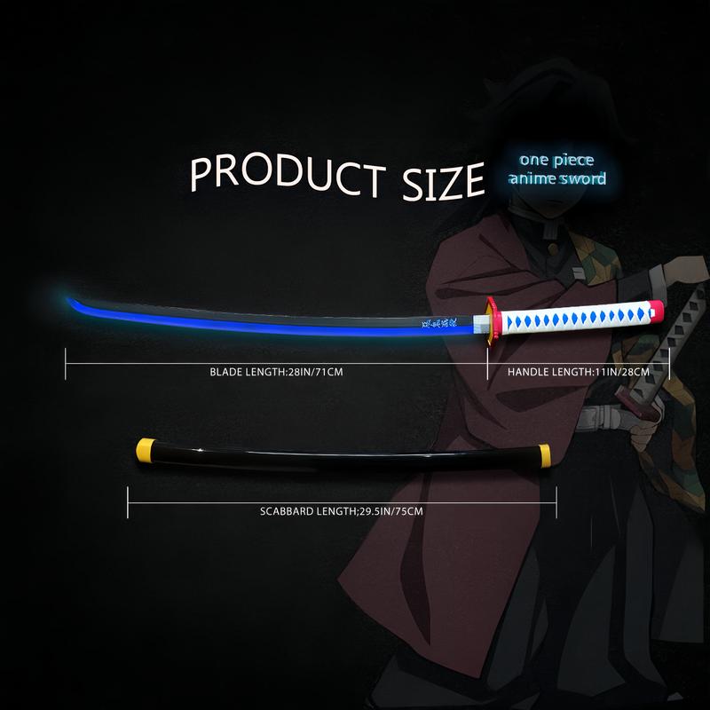 2.0 Upgraded Light Up Demon Slayer Tomioka Giyuu Sword - 40 inches Plastic Anime cosplay prop with Belt & Stand