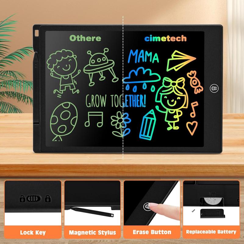 cimetech LCD Writing Tablet, 12 Inch Kids Toys Doodle Board, Toddler Toys for 3 4 5 6 7 8 Year Old Girls Boys, Travel Essentials Drawing Pad, Back to School Gifts for Kids (Black)