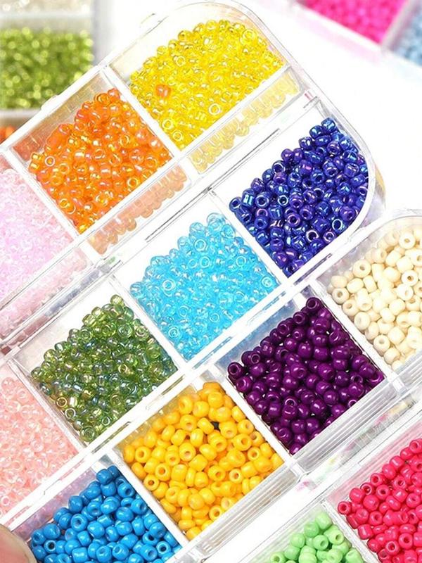 3mm Transparent Glass Seed Beads (6 Boxes), Random Color Series Bracelet Making Beads with 72-grid Plastic Storage Box, DIY Jewelry Making Supplies