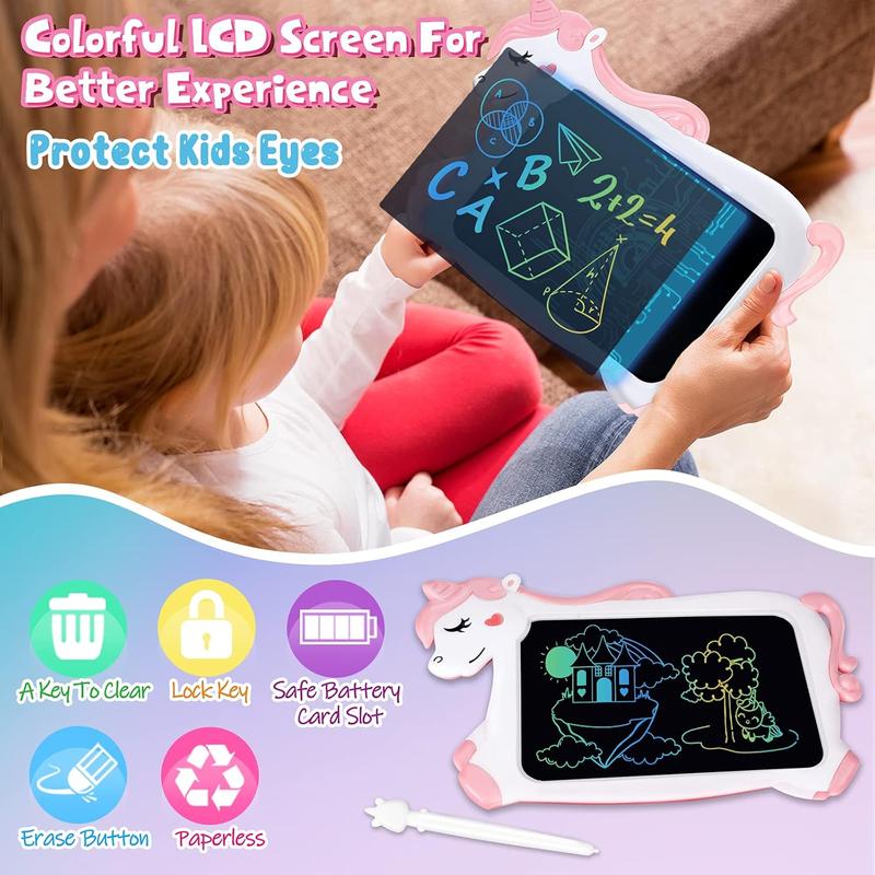 Pink Unicorn Tablet,Unicorn Toy Gifts for Girls Boys,LCD Writing Tablet for Kids,Toddler Travel Road Trip Essential Toy Gift for 3+4 5 6 7 8 Year Old,Doodle Draw Board,Easter Gifts Learning Birthday