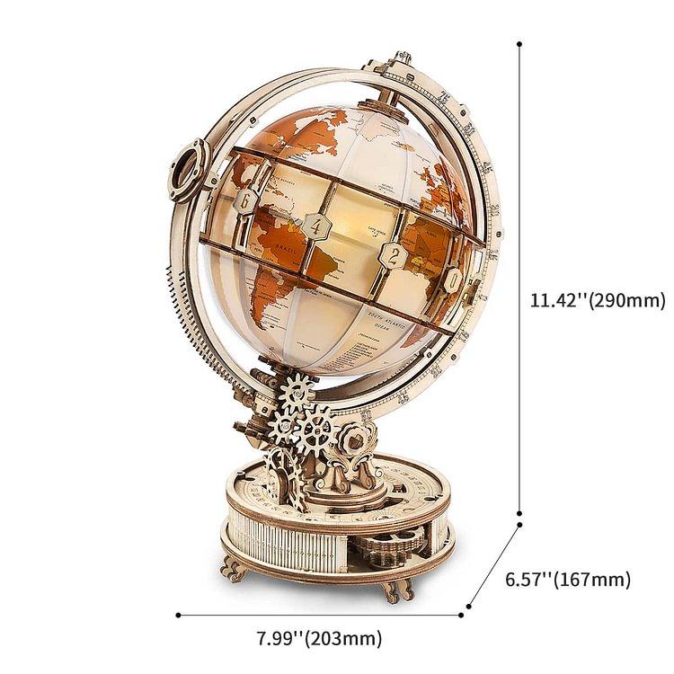 ROKR 3D Wooden Puzzles for Adults Illuminated Globe with Stand 180pcs 3D Puzzles Built Model Kit Hobby Gifts for Adults