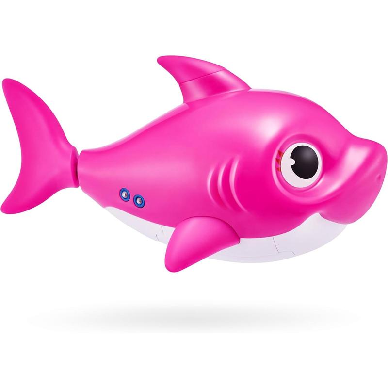 Robo Alive Junior Baby Shark New Silicon Fins Version Singing and Swimming Mommy Shark (Pink) by ZURU