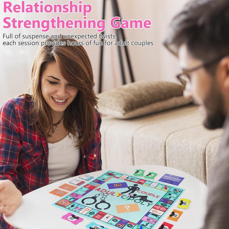 Adultopoly Board Game, Couple Adultopoly Board Date Night Board Game for Adults, Couple Game Card Board Game Props, Board Game Relationship Card