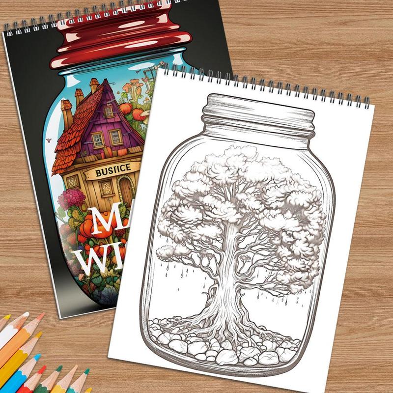 Magic Jar Theme Coloring Painting, Magical Little World in The Jar, New Year and Other Holiday Party Gifts