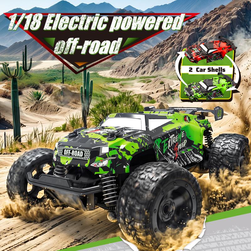 1:18 All Terrain RC Car, 20 KPH High Speed 4WD Electric Vehicle with 2.4 GHz Remote Control, 4X4 Waterproof Off-Road RC Trucks with 2 Rechargeable Batteries, Christmas Toys Gifts drift rc power wheels rccars of