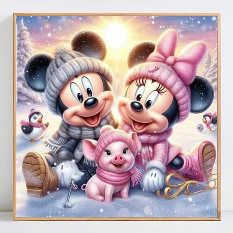 5D DIY Diamond Arts Colorful Painting Kit, Mickey Mouse Pattern Rhinestone Embroidery Set, Diamond Art Painting for Home Decor