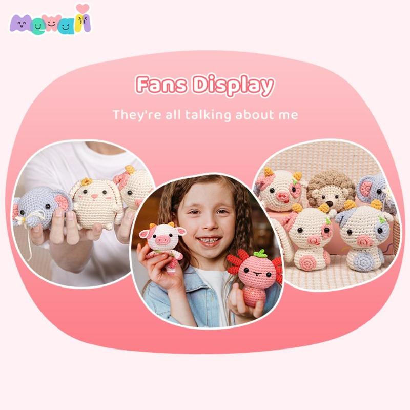 Mewaii Cute Cartoon Cow Crochet Kit, 1 Count Crochet Kit Set for Beginners, DIY Animals Crochet Kit for Party Festival Decor