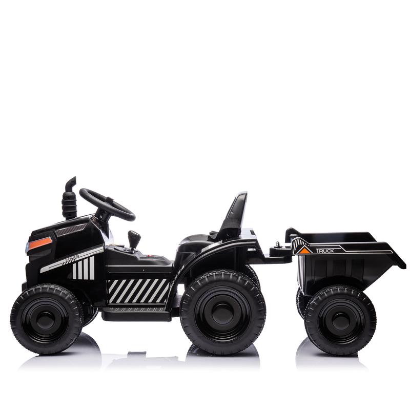 12V Kids Ride On Electric Tractor Black Knight,Kids Ride On Toy.2WD,Non-skid tires, steering wheel, foot pedal,With Removable storage tug,Light,Bluetooth,Music,MP3,USB,Power Display For Kids Aged 2-3.