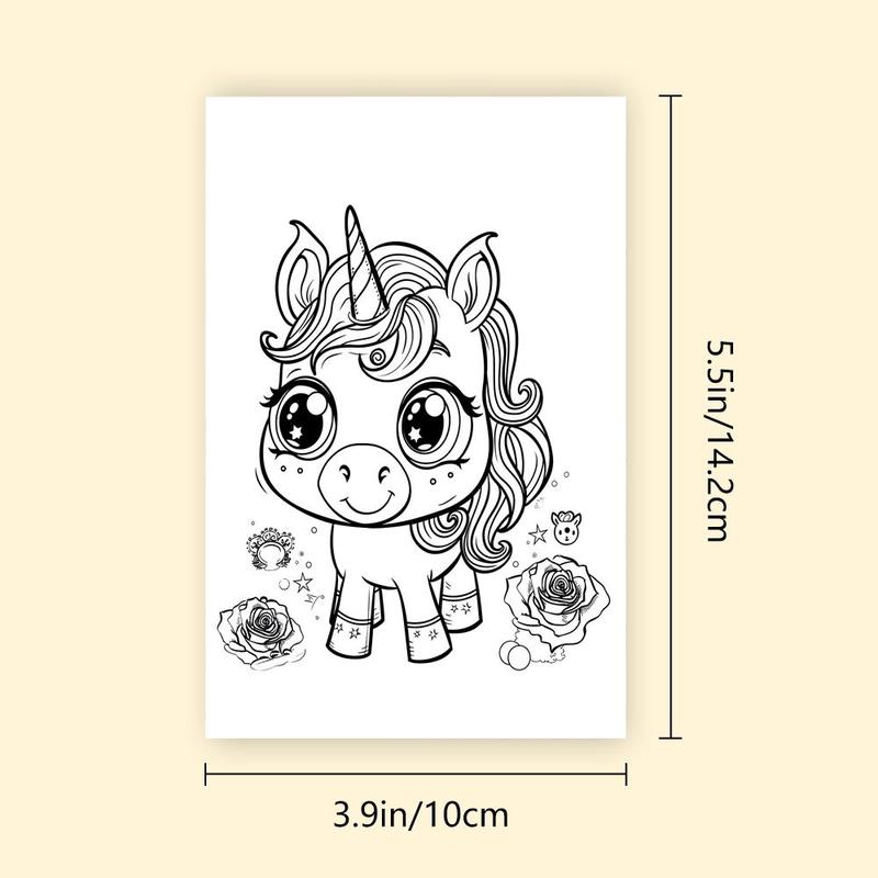 Unicorn Pattern DIY Painting Card, 32pcs set Cute Cartoon Pattern Coloring Card, DIY Painting Supplies for Birthday & Holiday Gift, Christmas Gift