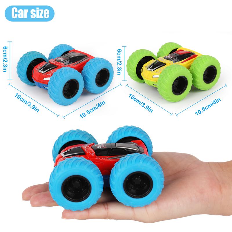 M SANMERSEN Flip Cars - 2 Pack 360° Rotating Stunt Car Toys for 3 4 5 6 Year Old Boys - Push and Go Vehicle Monster Toy Trucks Boys Girls Gifts