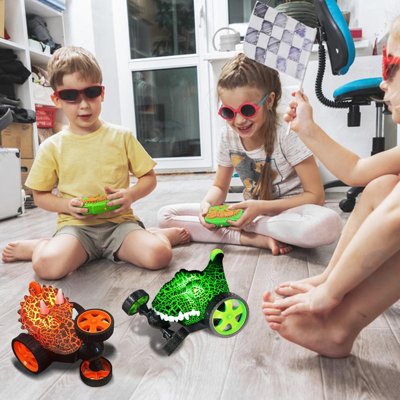 Remote Control Car,RC Stunt Car Invincible 360°Rolling Twister with Colorful Lights&Music Switch,Dinosaur Remote Control Car for 3 4 5 6 7 8 Year Old