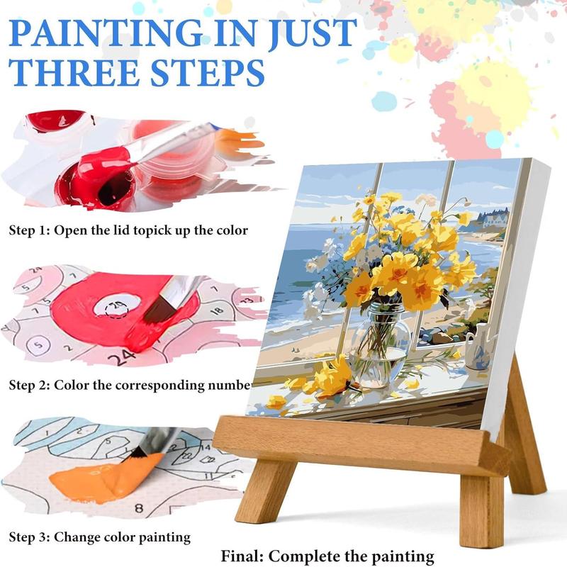 Paint by Numbers Kit for Adults Beginner, Flowe Adult Paint by Number Kits on Canvas, DIY Acrylic Watercolor Oil Paint by Number for Adults for Home Decor Gift 16x16 Inch