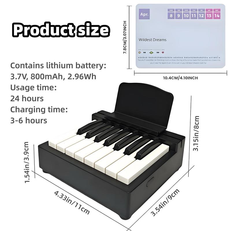 Mini Piano Calendar With Battery, 15 Key Small Piano Calendar with Mobile Phone Holder，Rechargeable Piano Calendar, Simplified Sheet Music, Birthday Gift, Christmas Gift