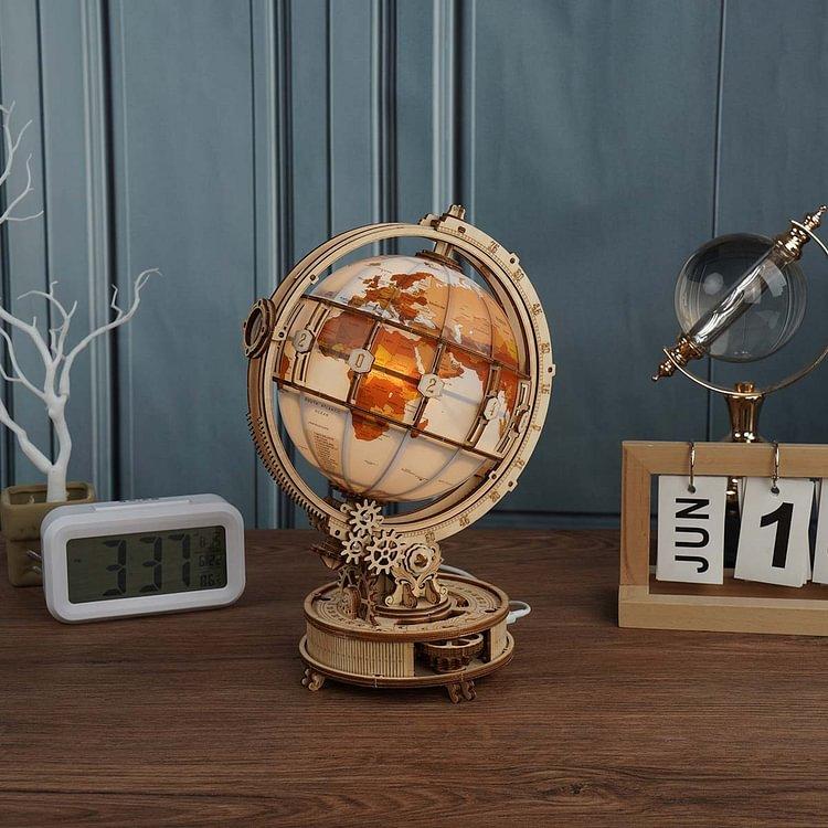 ROKR 3D Wooden Puzzles for Adults Illuminated Globe with Stand 180pcs 3D Puzzles Built Model Kit Hobby Gifts for Adults