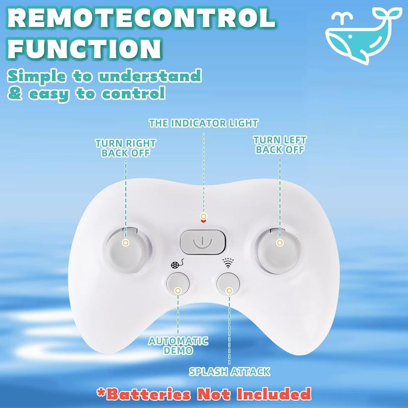 JDMH Tech 2.4Ghz Remote Control Shark Toys, Simulation Scale Fish with Light & Spray Water for Lake Bathroom Pool Halloween Christmas Birthday Gift Electric RCBoat