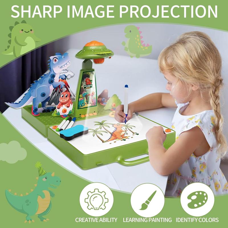 5 in 1 STEM Toys,Drawing Projector for Kids, Montessori Play Toolbox, Art Supplies, DIY Educational Toys,Dinosaur Toys for Kids Smart Projection Drawing Board Gift for Boys Girls, 3-6