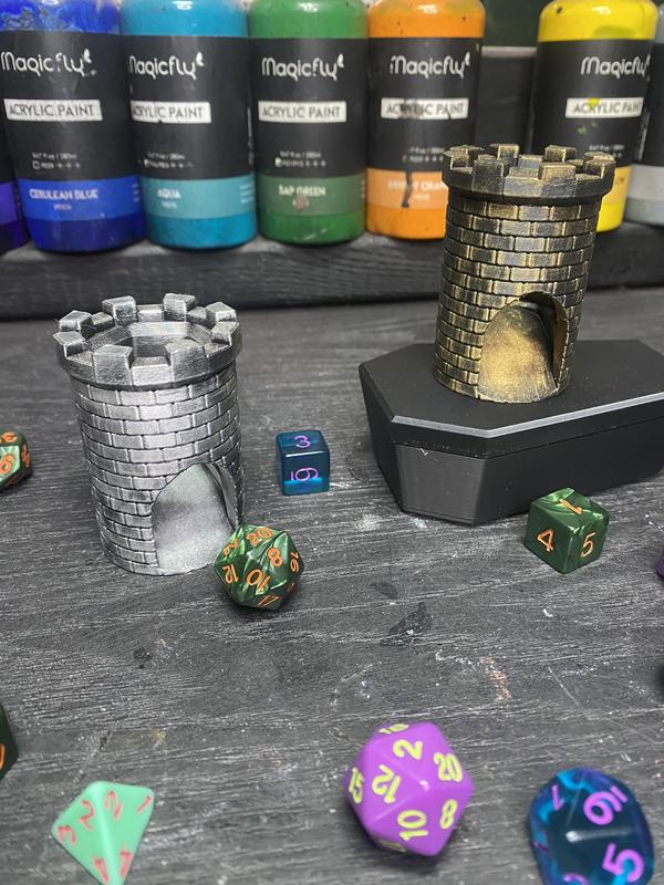 NerdHub Miniature Dice Tower for Tabletop Role Playing Games - Efficient Dice Rolling, Compact Size, Fantasy & Sci-Fi Themed Design