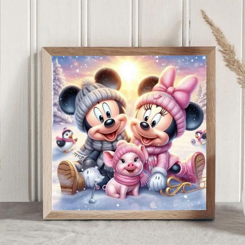 5D DIY Diamond Arts Colorful Painting Kit, Mickey Mouse Pattern Rhinestone Embroidery Set, Diamond Art Painting for Home Decor