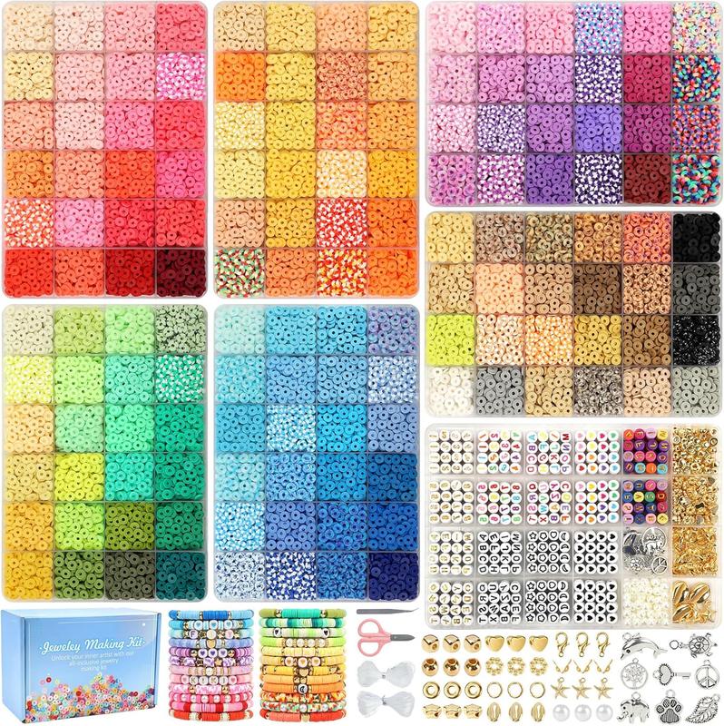 23110 count Clay Beads Bracelet Making Kit, 144 Colors 7 Boxes Friendship Bracelet Beads Clay Bead Bracelet Kit Flat Heshi Beads for  Necklace Making DIY Crafts Gift