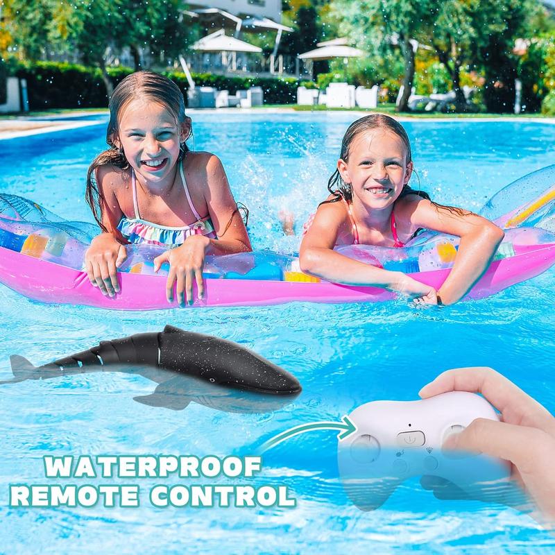 JDMH Tech 2.4Ghz Remote Control Shark Toys, Simulation Scale Fish with Light & Spray Water for Lake Bathroom Pool Halloween Christmas Birthday Gift Electric RCBoat