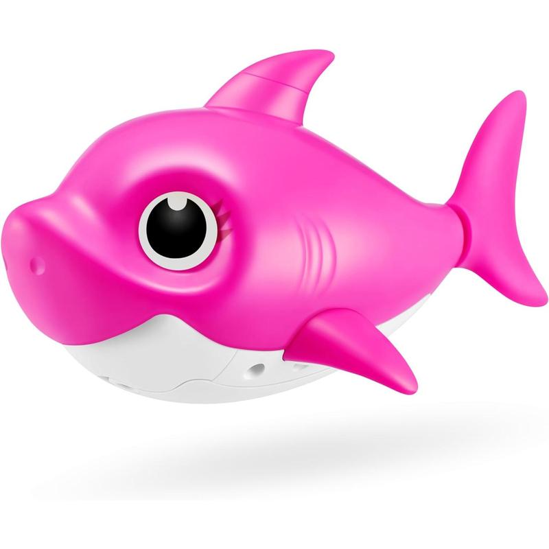 Robo Alive Junior Baby Shark New Silicon Fins Version Singing and Swimming Mommy Shark (Pink) by ZURU