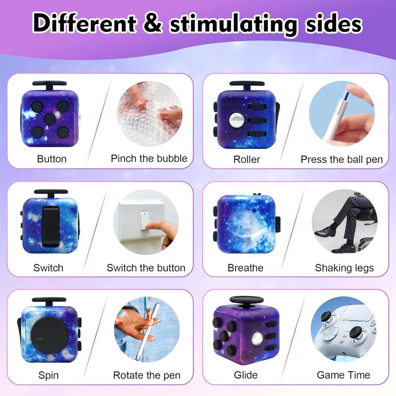 Fidget Toy Cube, Cube Fidget Anxiety Relief Toys for Adults and Kids, Christmas and New Year Gifts,6 Sided Fidget Toys Cube Hand-Held for Adults,Audible Silent Fidget Toys for ADD ADHD OCD