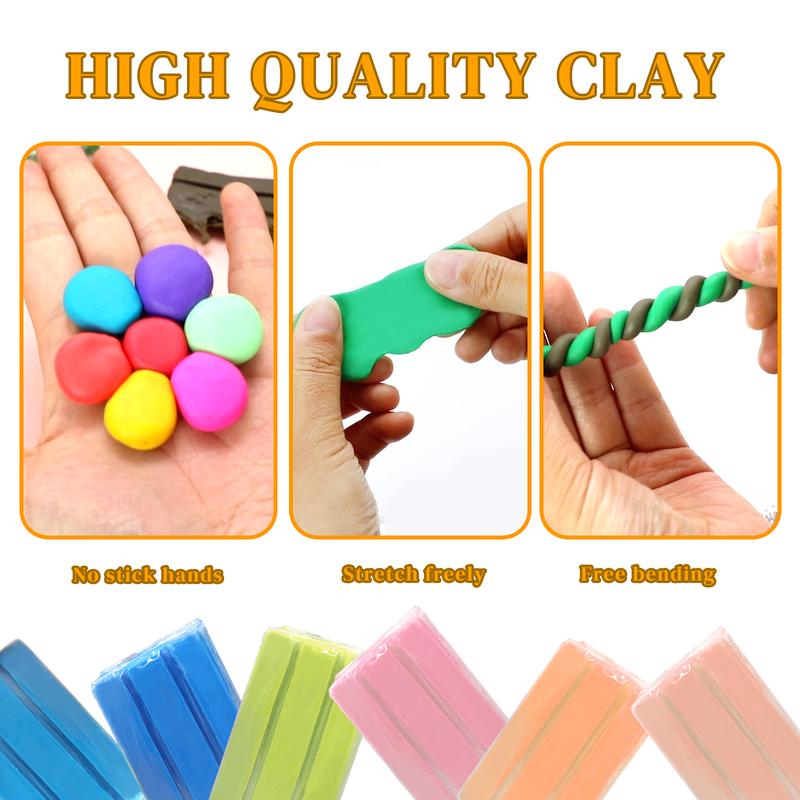 Artecho Polymer Clay, Modeling  Kit with 5pcs Clay Sculpting Tools and 31pcs Accessories for DIY crafts, Jewelry Design, and Art Sculpture