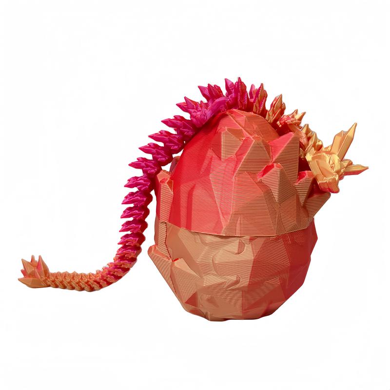 Unique 3D Printed Articulated Dragon Egg with Intricate Crystal Detailing – Includes Fully Articulated Dragon Model, Perfect for Collectors, Fantasy Enthusiasts, and Unique Gifts